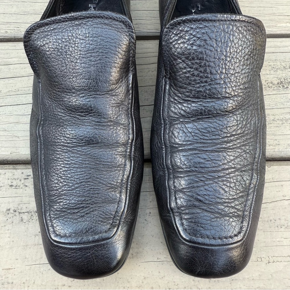 Prada black leather loafers shoes size 9.5 - Picture 5 of 15
